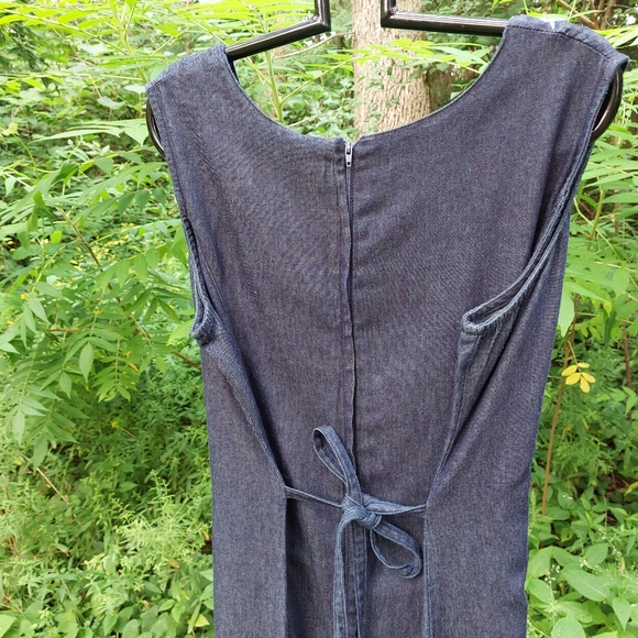 Vtg Embroidered Denim Maxi Dress Large - Picture 5 of 6